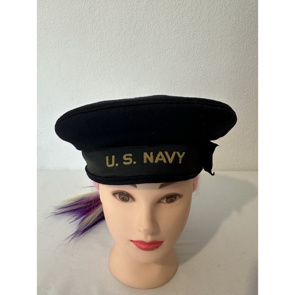 WW2‎ US Navy Donald Duck Style Blue Wool Hat Seaman's Flat Cap